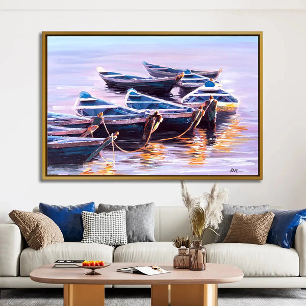 Tableau décoratif - Boats at Dusk  Tableaux décoratifs uniques au Maroc | lepinceau.ma