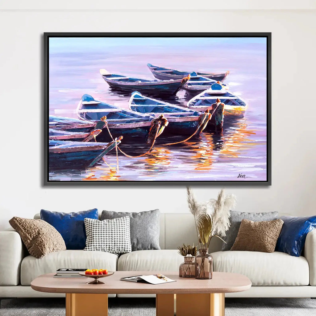 Tableau décoratif - Boats at Dusk  Tableaux décoratifs uniques au Maroc | lepinceau.ma