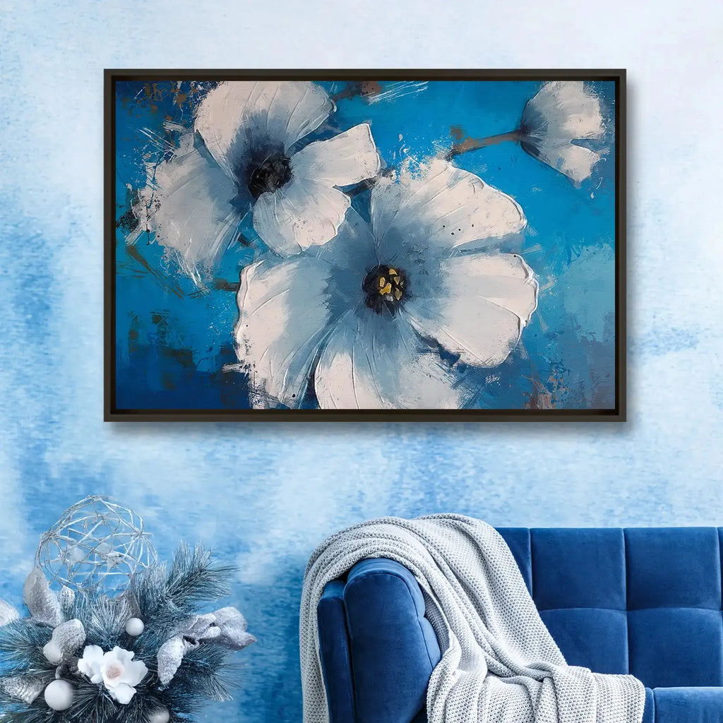 Tableau décoratif - Heavy Blue Flowers  Tableaux décoratifs uniques au Maroc | lepinceau.ma