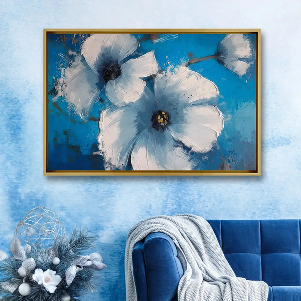 Tableau décoratif - Heavy Blue Flowers  Tableaux décoratifs uniques au Maroc | lepinceau.ma