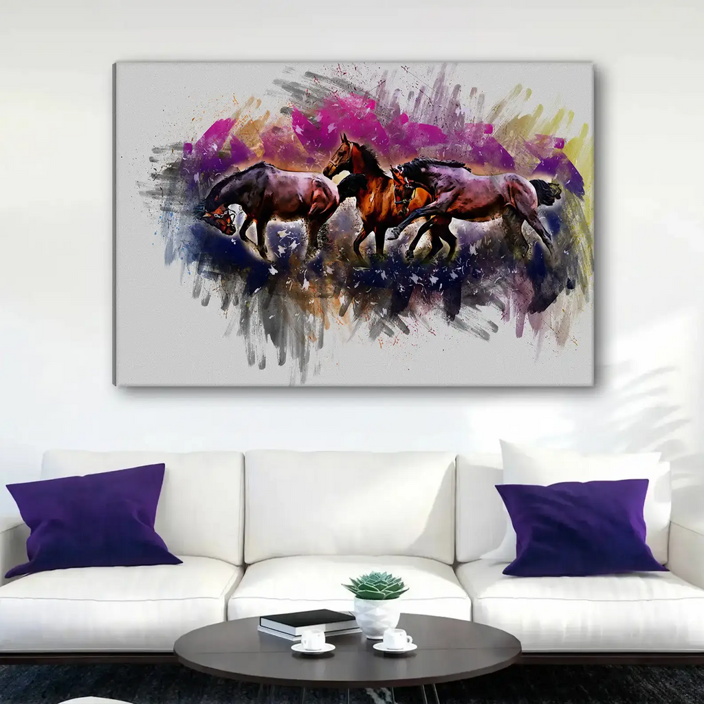 Tableau décoratif - Trois Chevaux  Tableaux décoratifs uniques au Maroc | lepinceau.ma