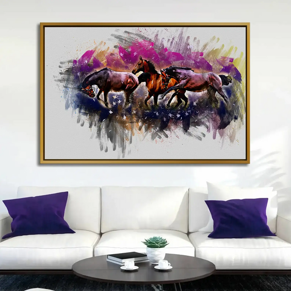 Tableau décoratif - Trois Chevaux  Tableaux décoratifs uniques au Maroc | lepinceau.ma
